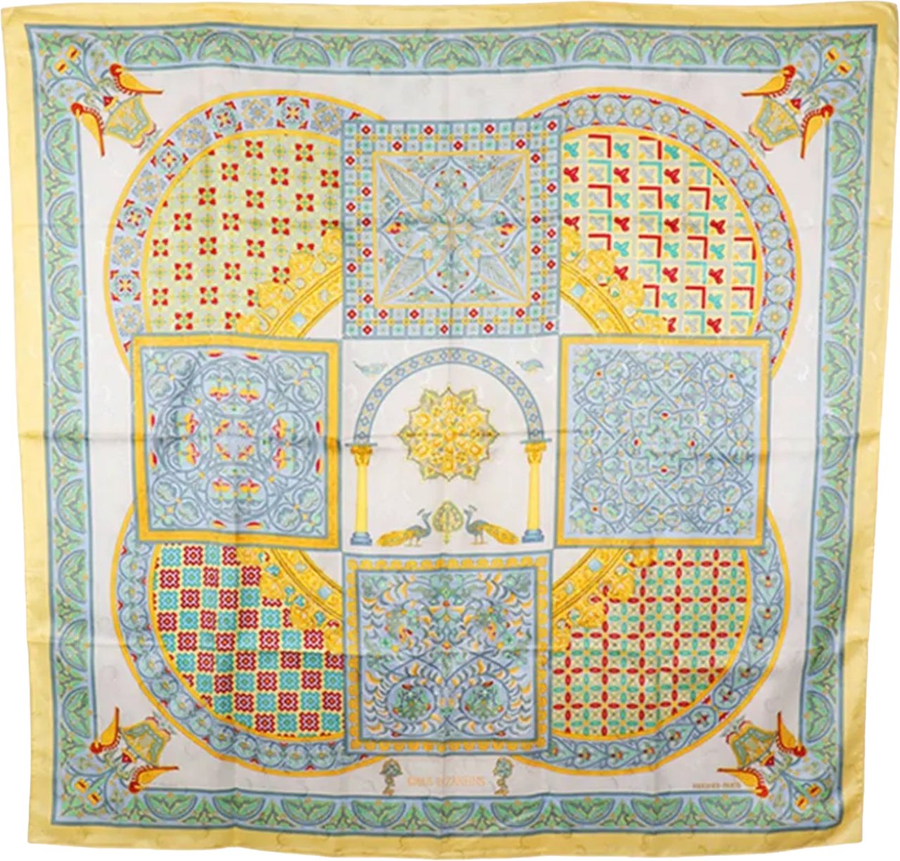 Hermès Carré 90 "CIELS BYZANTINS" Silk handkerchief in Yellow Geel