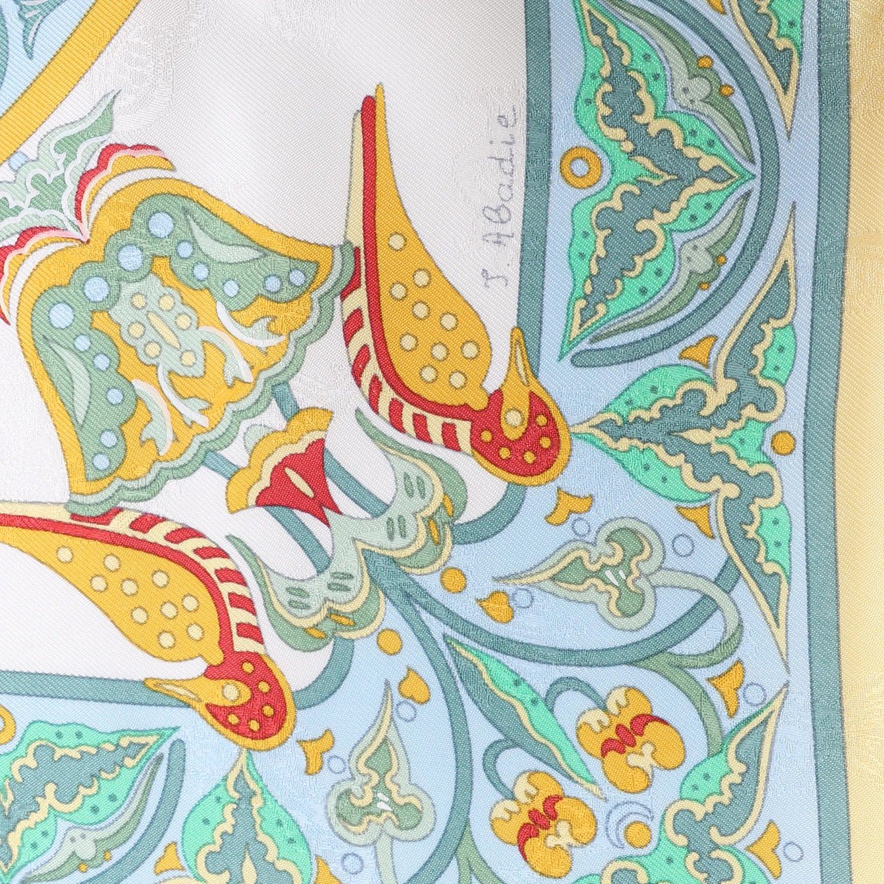 Hermès Carré 90 "CIELS BYZANTINS" Silk handkerchief in Yellow Geel