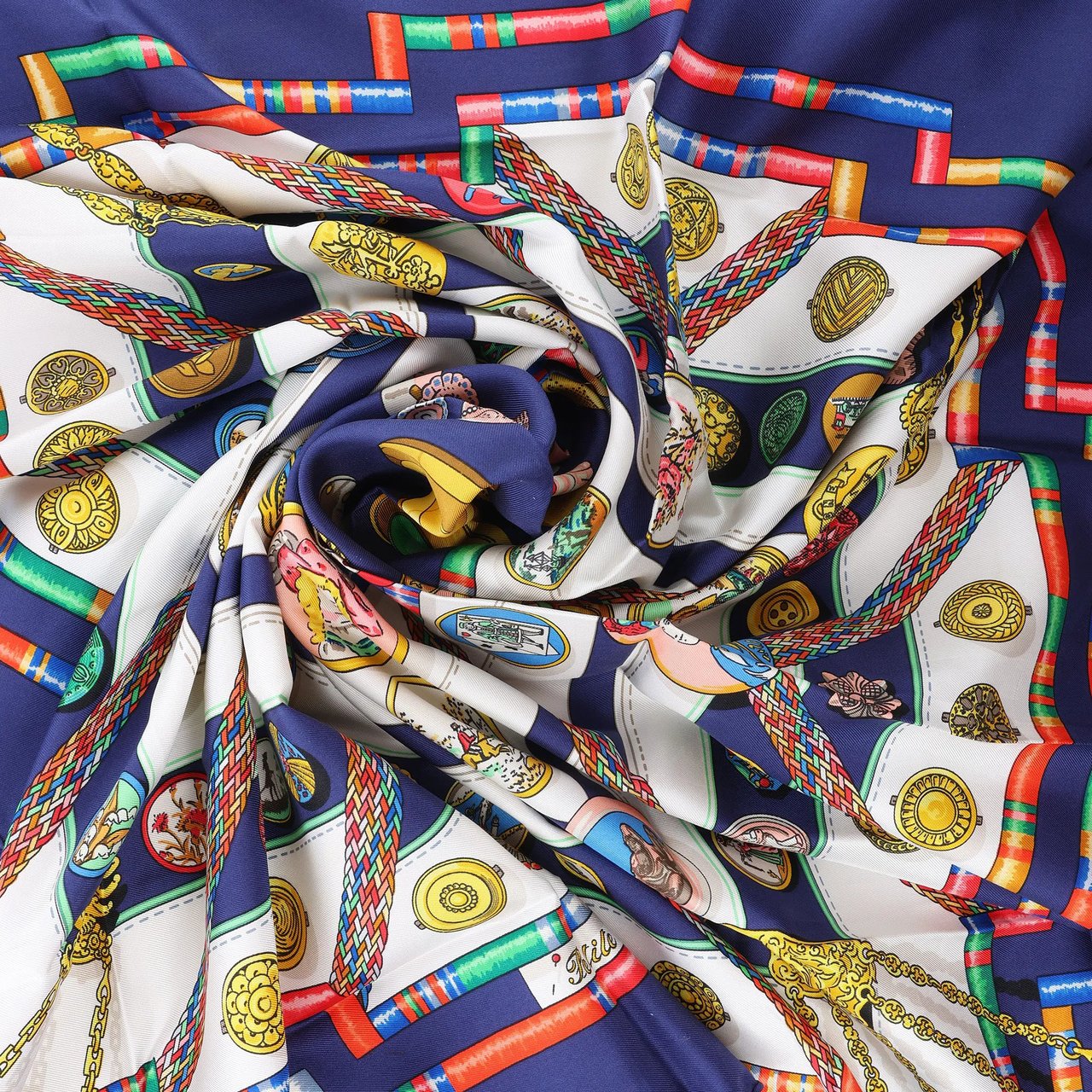 Hermès Carré 90 "Petite main" Silk handkerchief in Navy Blue Blauw