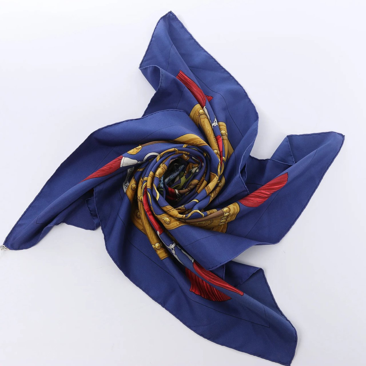 Hermès Carré 90 "AUX CHAMPS" Silk handkerchief in Navy Blue Blauw