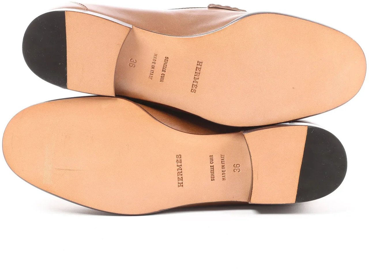Hermès HERMES Constance Leather Loafer in Brown, Size 36 EU Divers