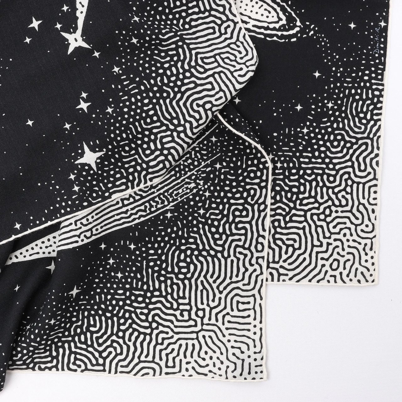 Hermès Carré 140 "Clair De Lune" Cashmere x Silk Scarve in Black Zwart