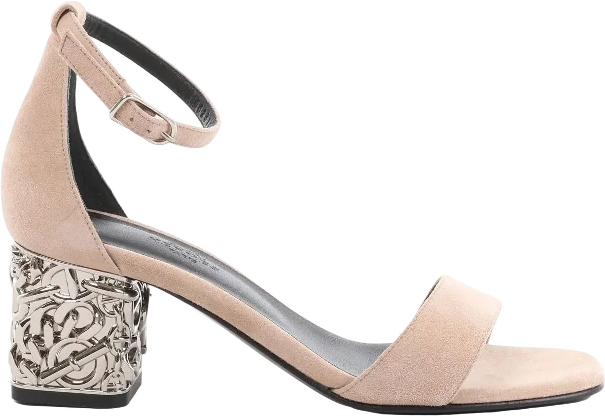 Hermès HERMES Glam Chaîne d'Ancre Suede Sandals in Beige, Size 37 EU Beige