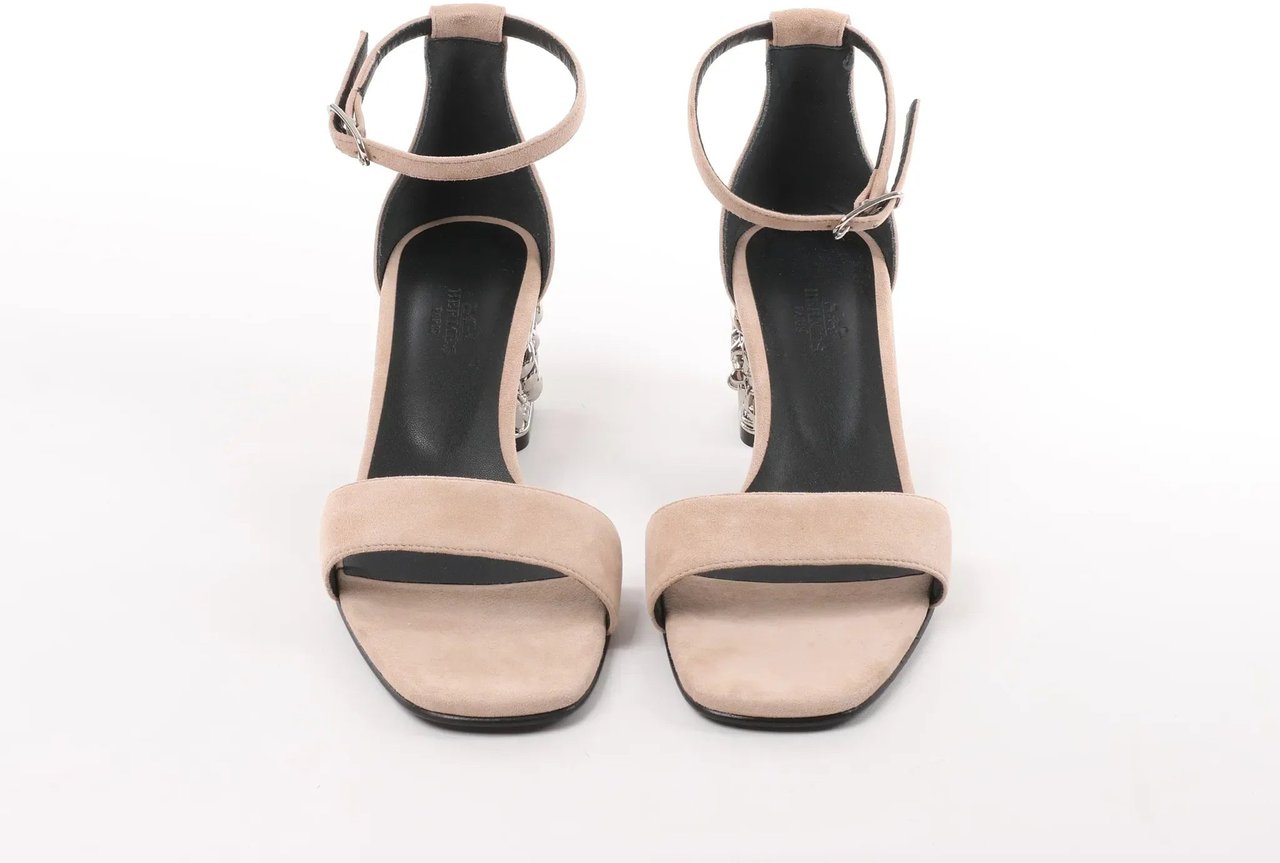 Hermès HERMES Glam Chaîne d'Ancre Suede Sandals in Beige, Size 37 EU Beige