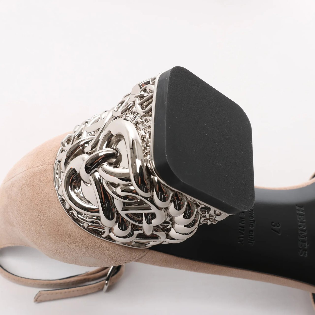 Hermès HERMES Glam Chaîne d'Ancre Suede Sandals in Beige, Size 37 EU Beige