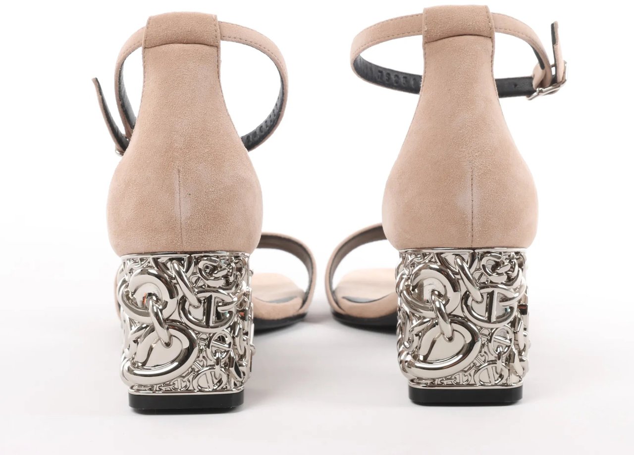 Hermès HERMES Glam Chaîne d'Ancre Suede Sandals in Beige, Size 37 EU Beige