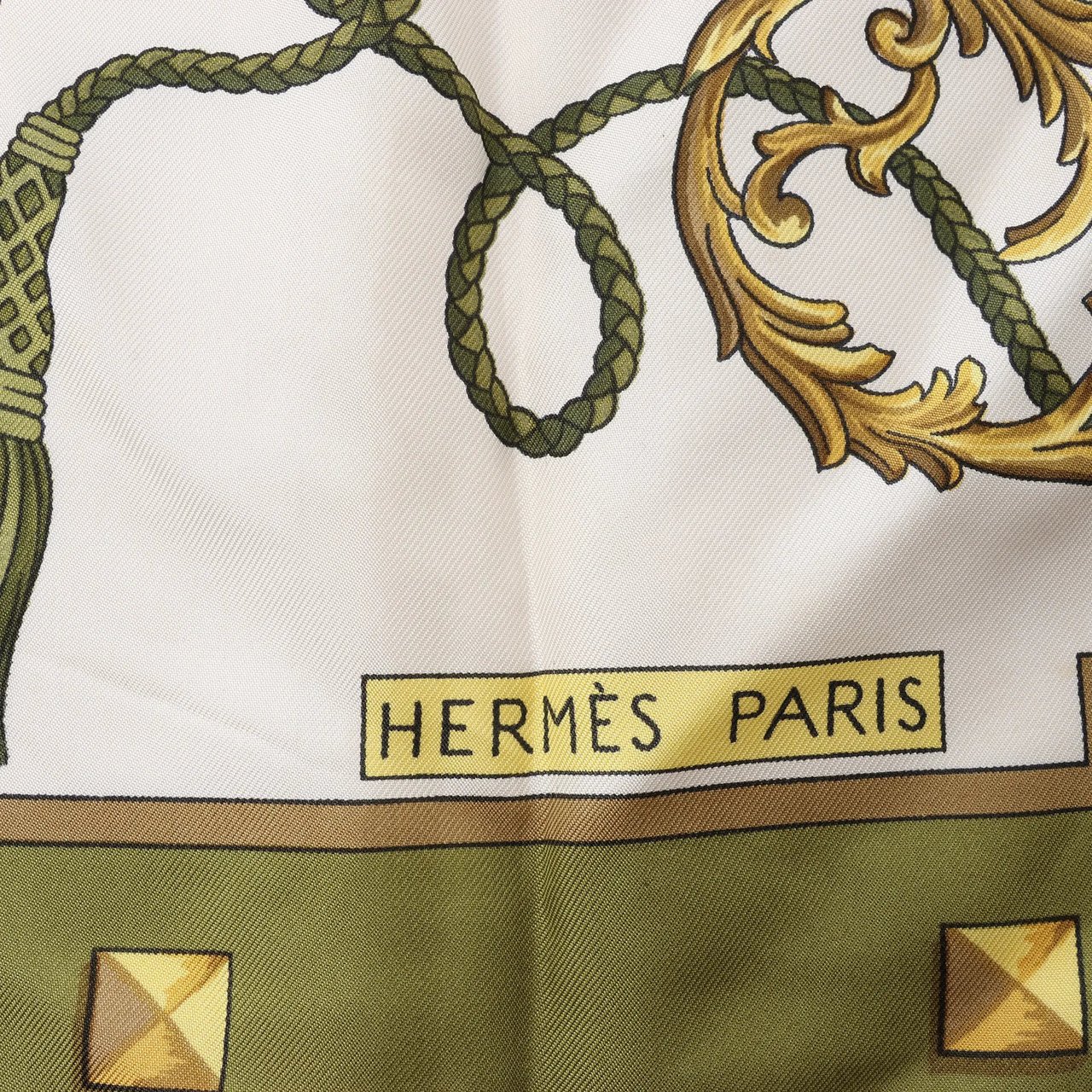 Hermès Carré 90 "LES CLES" Silk handkerchief in Green Divers