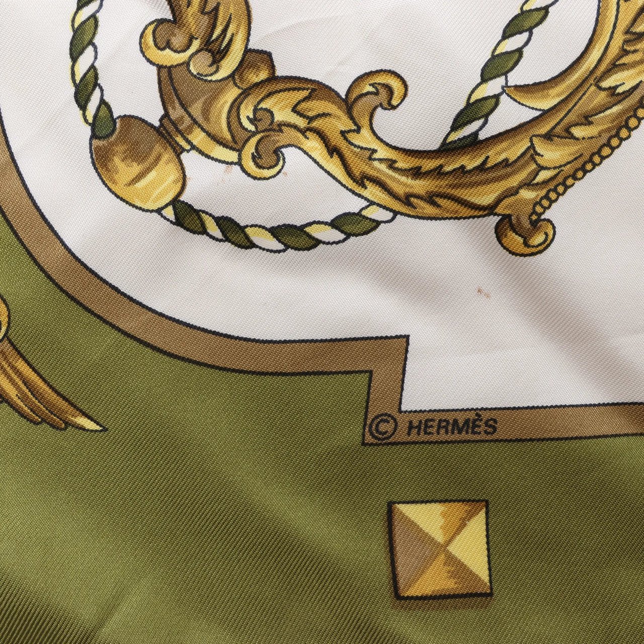 Hermès Carré 90 "LES CLES" Silk handkerchief in Green Divers