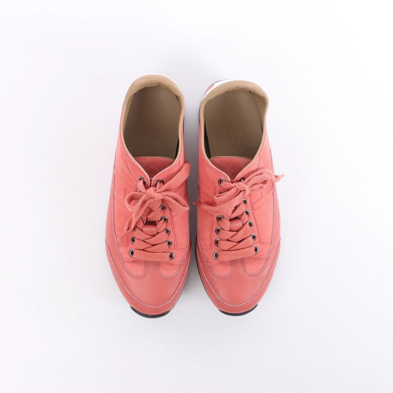 Hermès Quick Leather x Suede Sneakers in Pink, Size EU 37 Roze