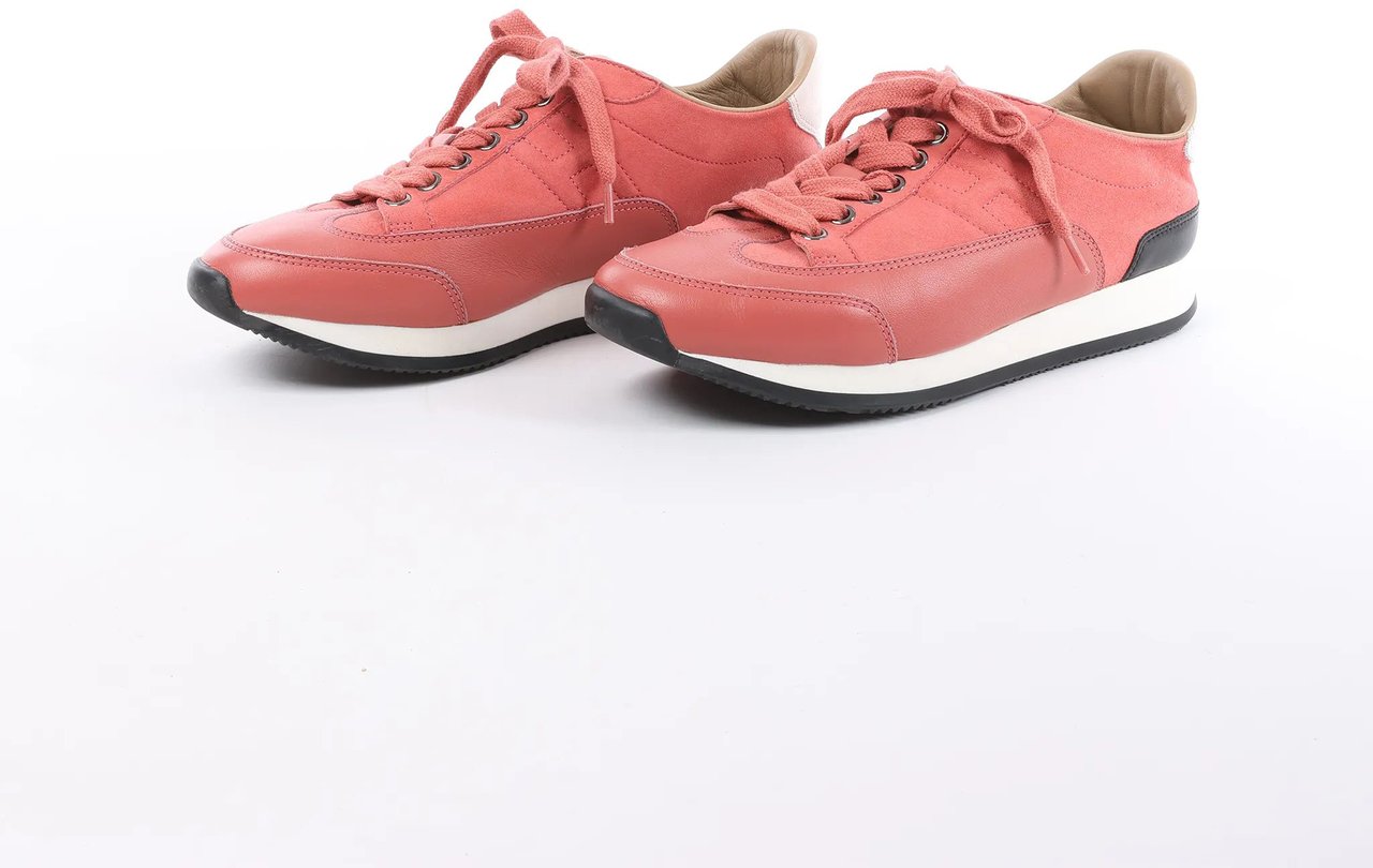 Hermès Quick Leather x Suede Sneakers in Pink, Size EU 37 Roze