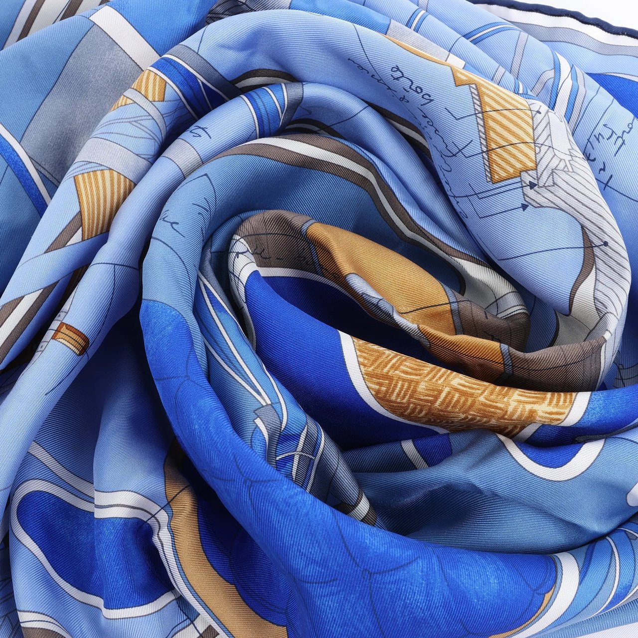 Hermès Carré 90 "Projet De Voiture" Silk handkerchief in Blue Blauw