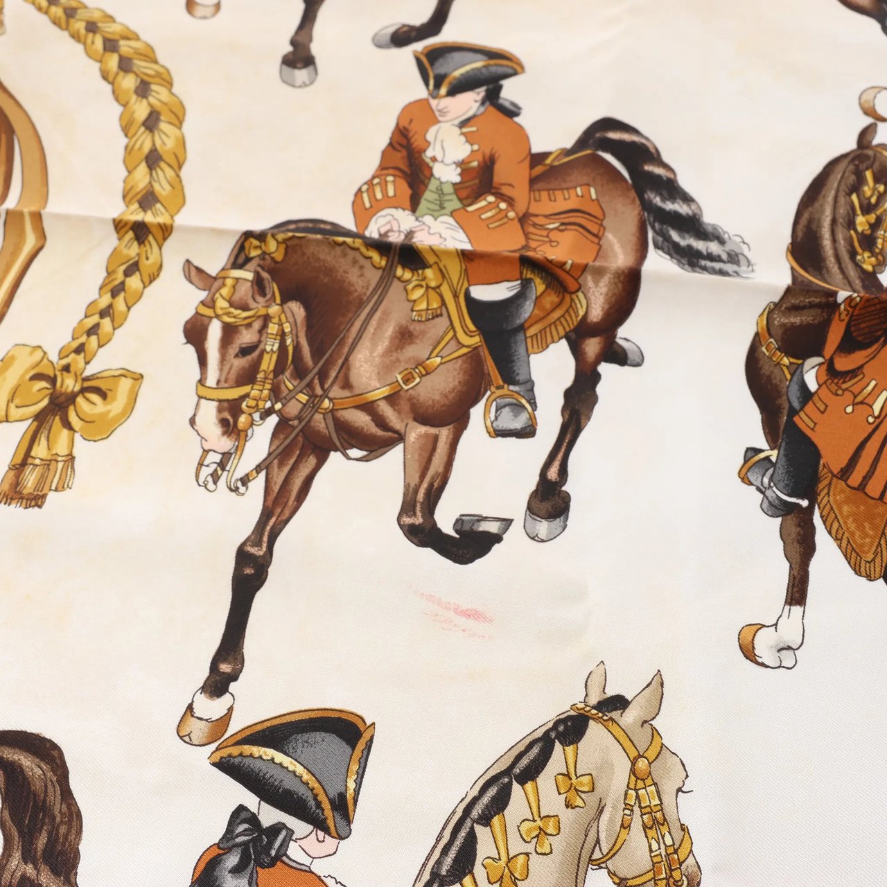 Hermès Carré 90 "REPRISE" Silk handkerchief in Brown Bruin