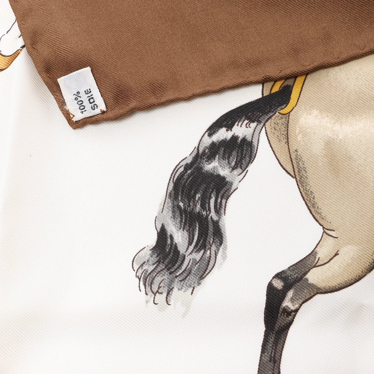 Hermès Carré 90 "REPRISE" Silk handkerchief in Brown Bruin