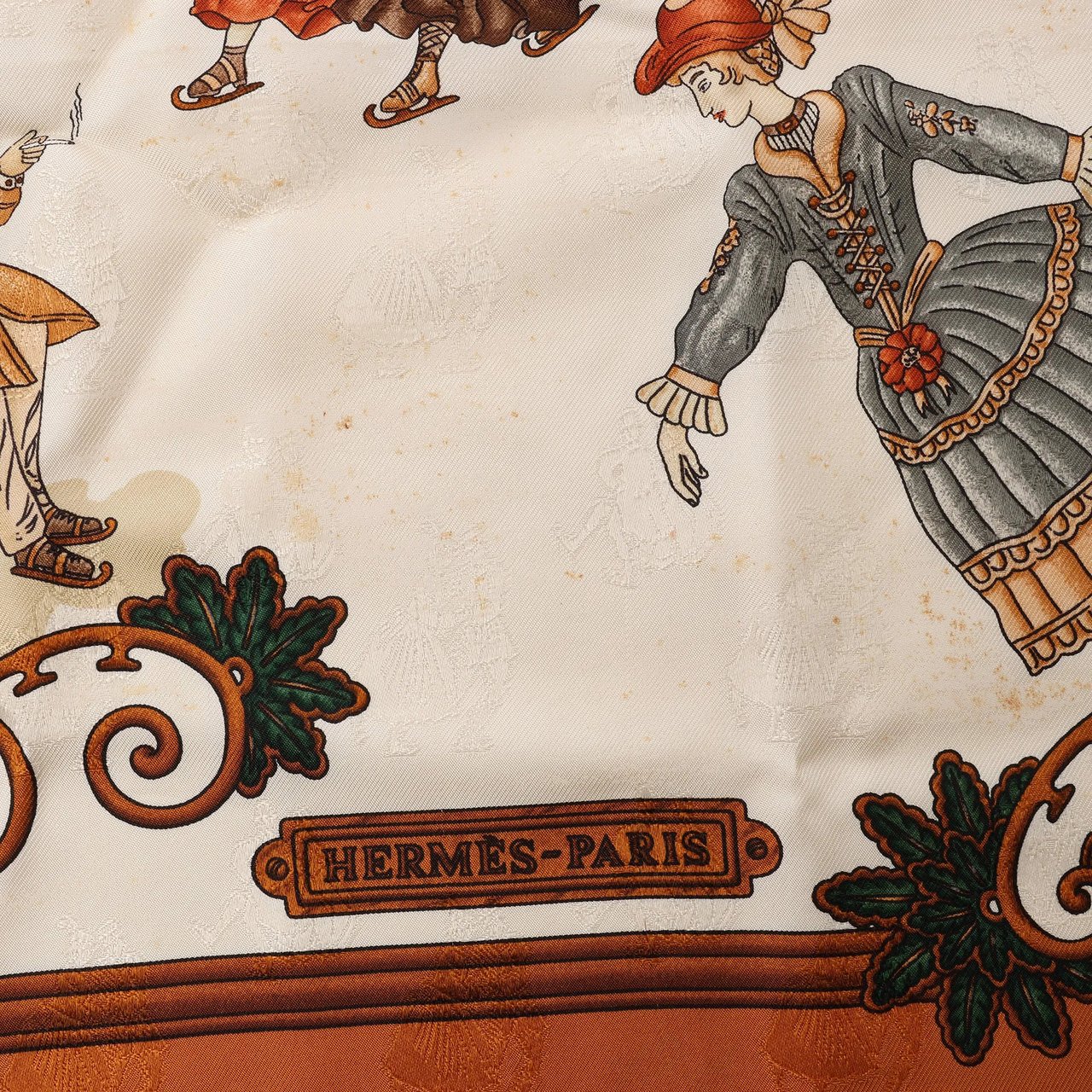 Hermès Carré 90 "Joies d’Hiver" Silk handkerchief in Brown Bruin