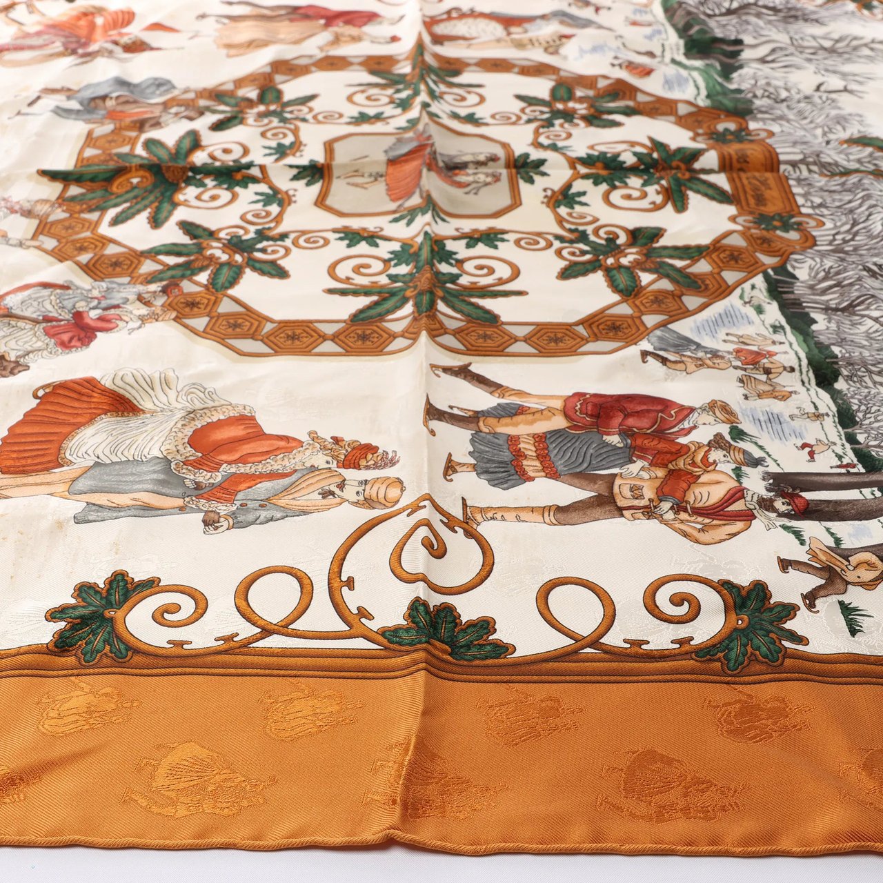 Hermès Carré 90 "Joies d’Hiver" Silk handkerchief in Brown Bruin