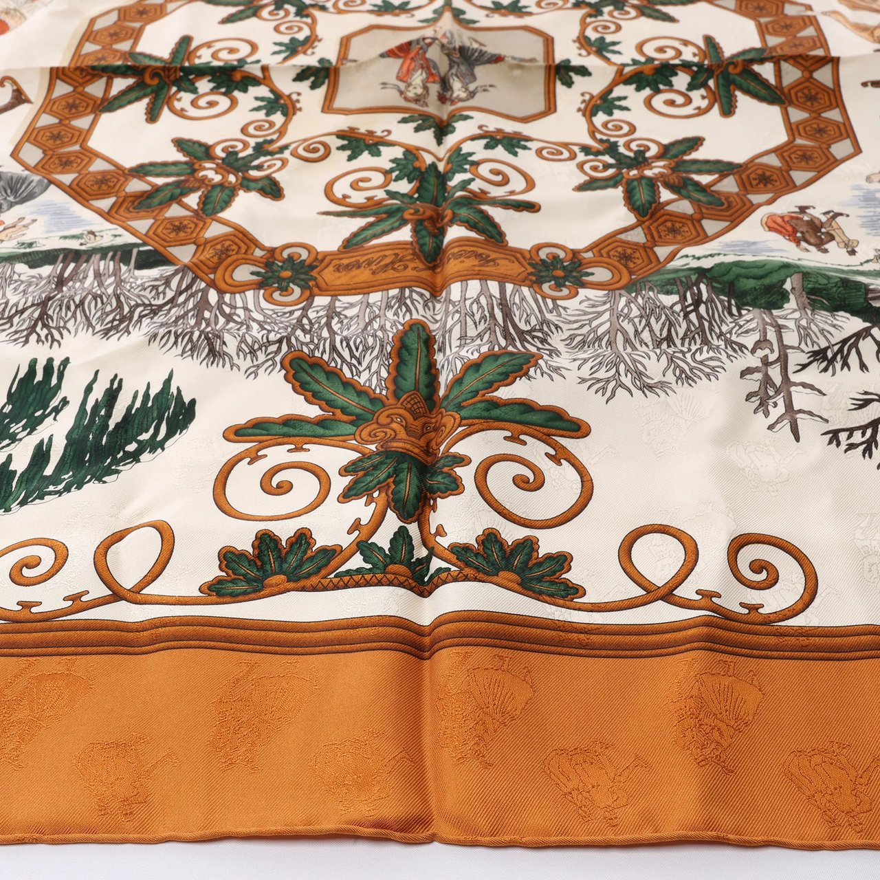 Hermès Carré 90 "Joies d’Hiver" Silk handkerchief in Brown Bruin