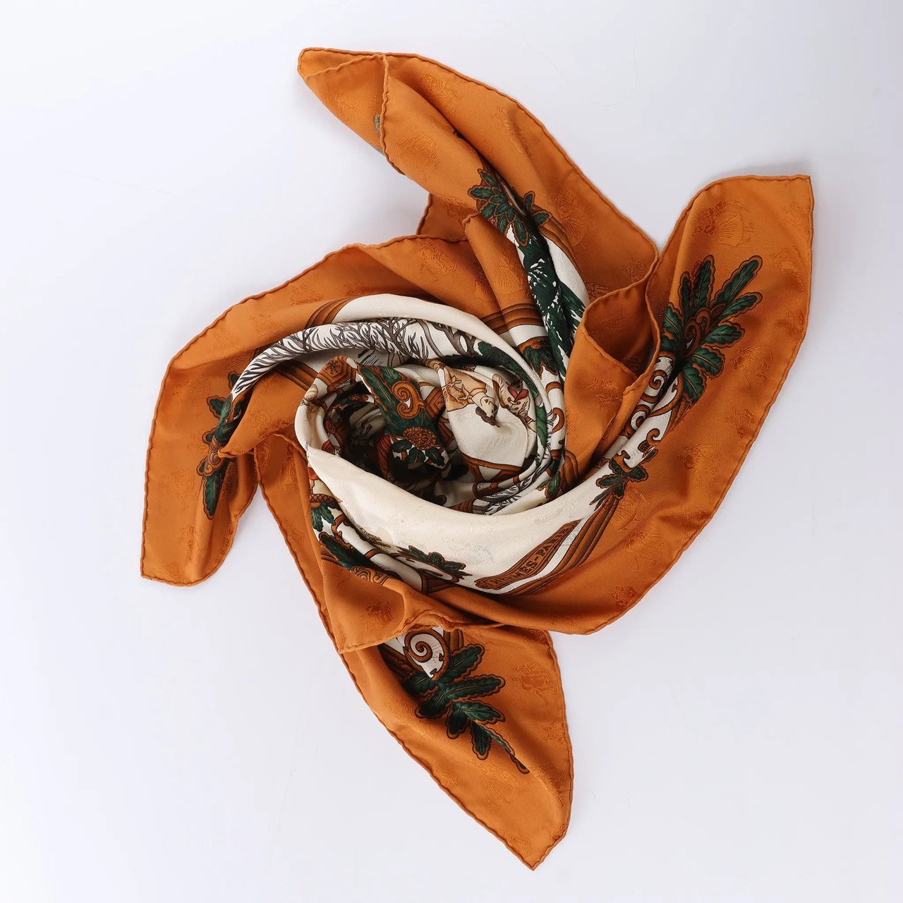 Hermès Carré 90 "Joies d’Hiver" Silk handkerchief in Brown Bruin