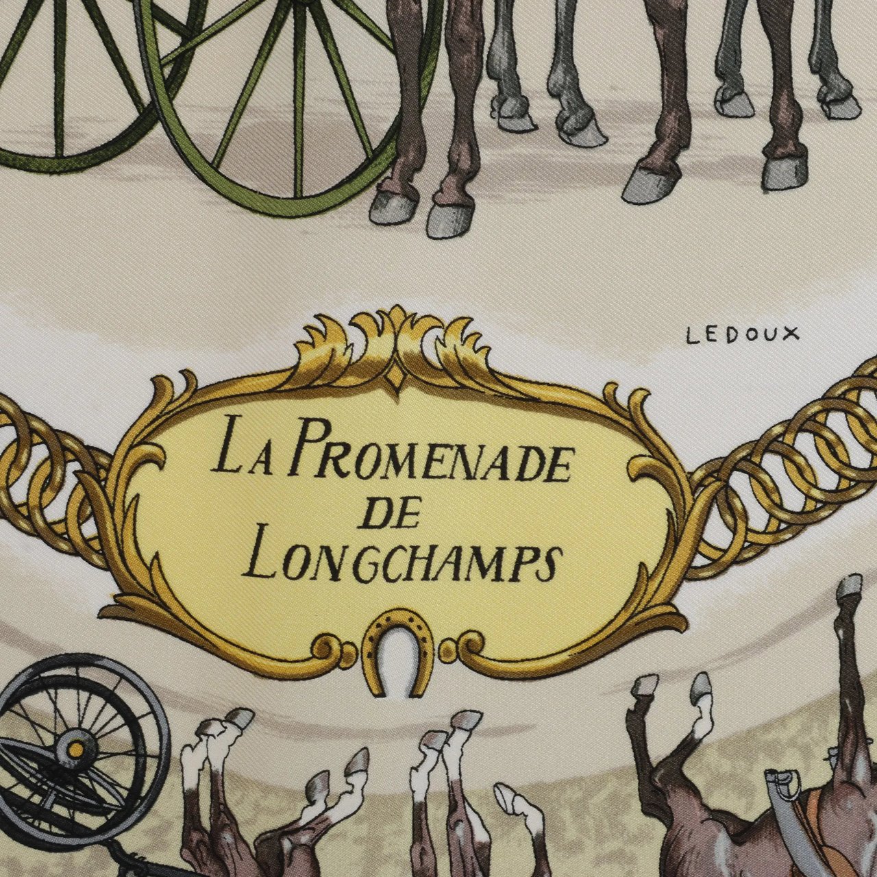 Hermès Carré 90 "LA PROMENADE DE LONGCHAMPS" Silk handkerchief in Blue Blauw