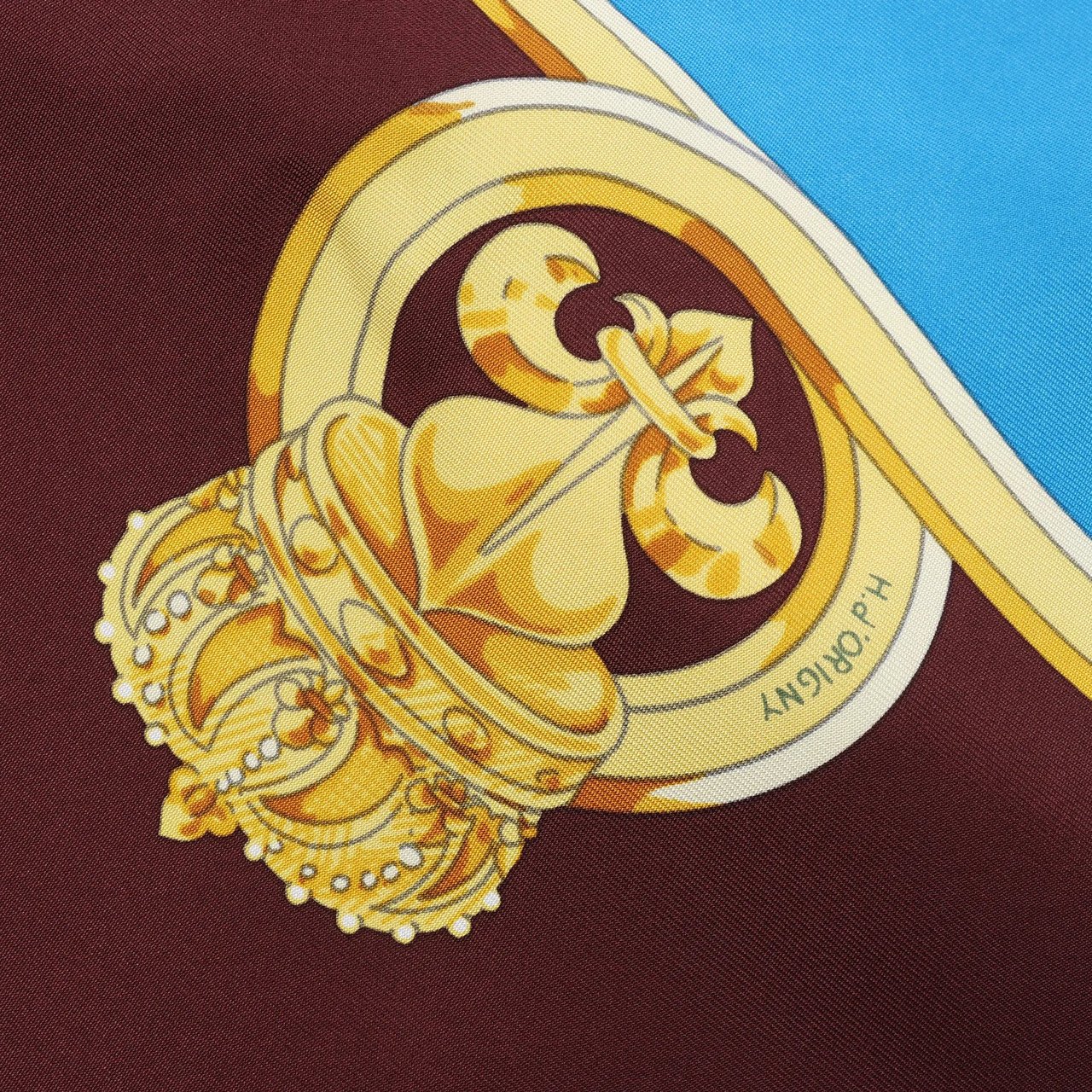 Hermès Carré 140 "Eperon d'Or" Silk handkerchief in Blue x Brown Divers