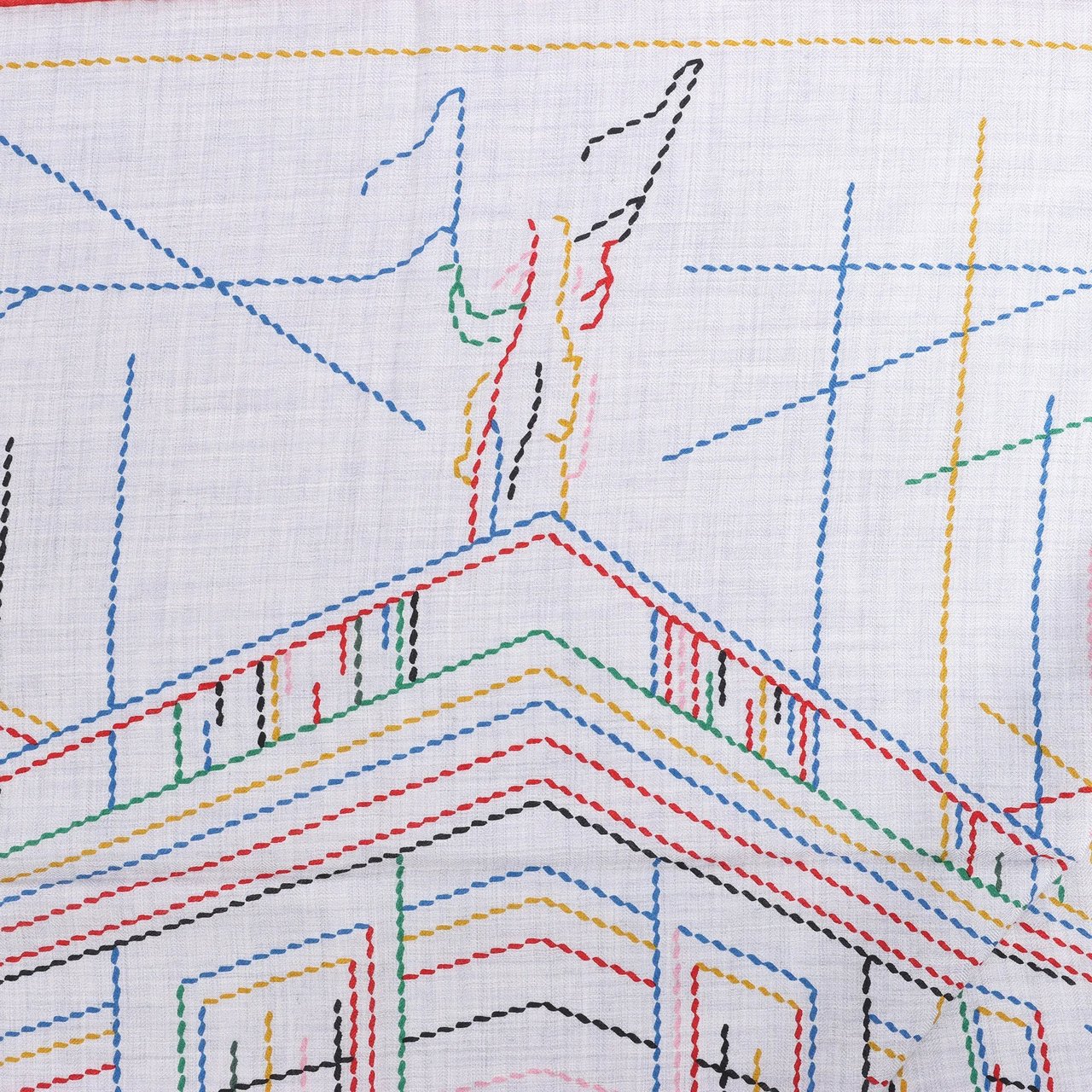 Hermès Carré Géant "PIQUE SELLIER" Cashmere & Silk Scarf in Gray Grijs