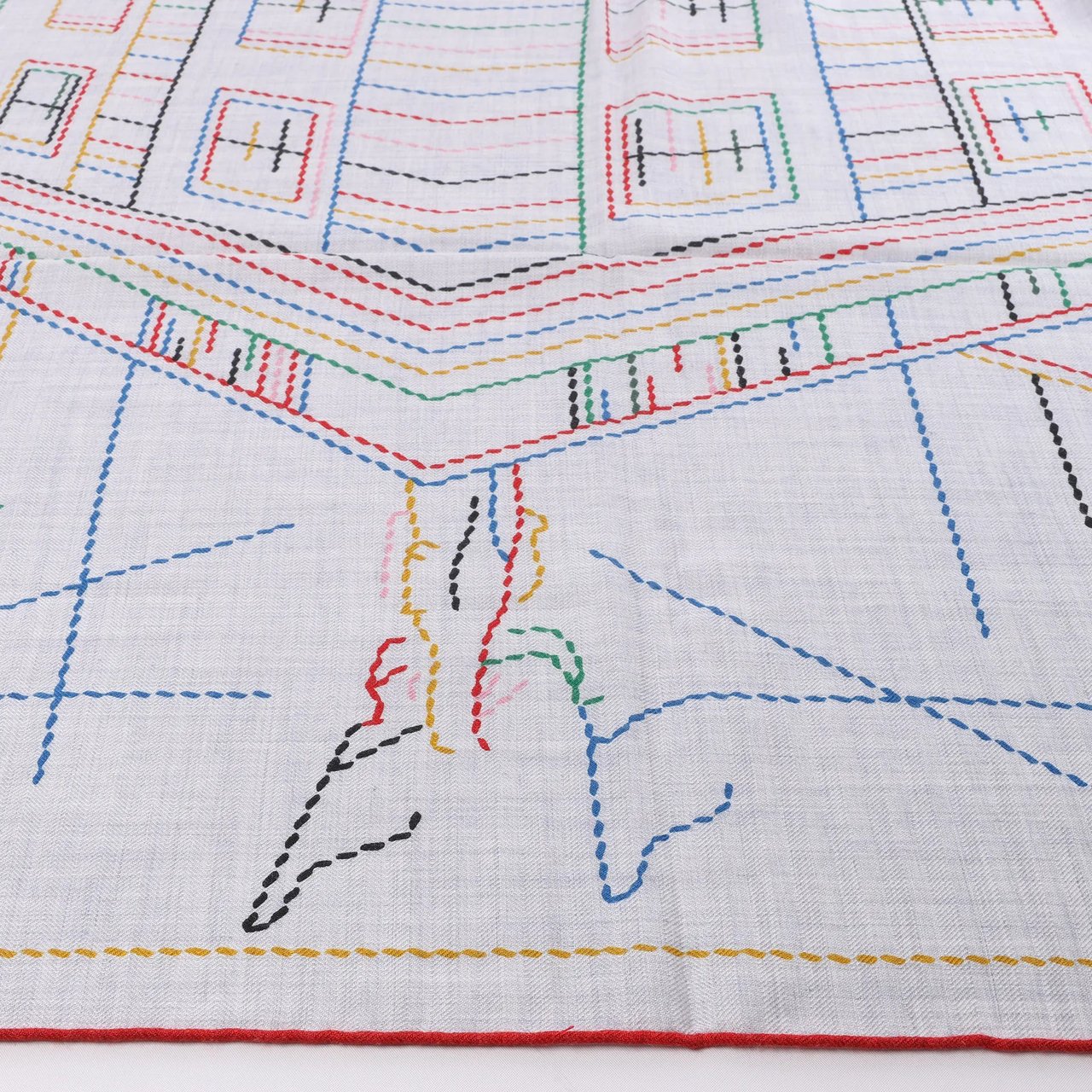 Hermès Carré Géant "PIQUE SELLIER" Cashmere & Silk Scarf in Gray Grijs
