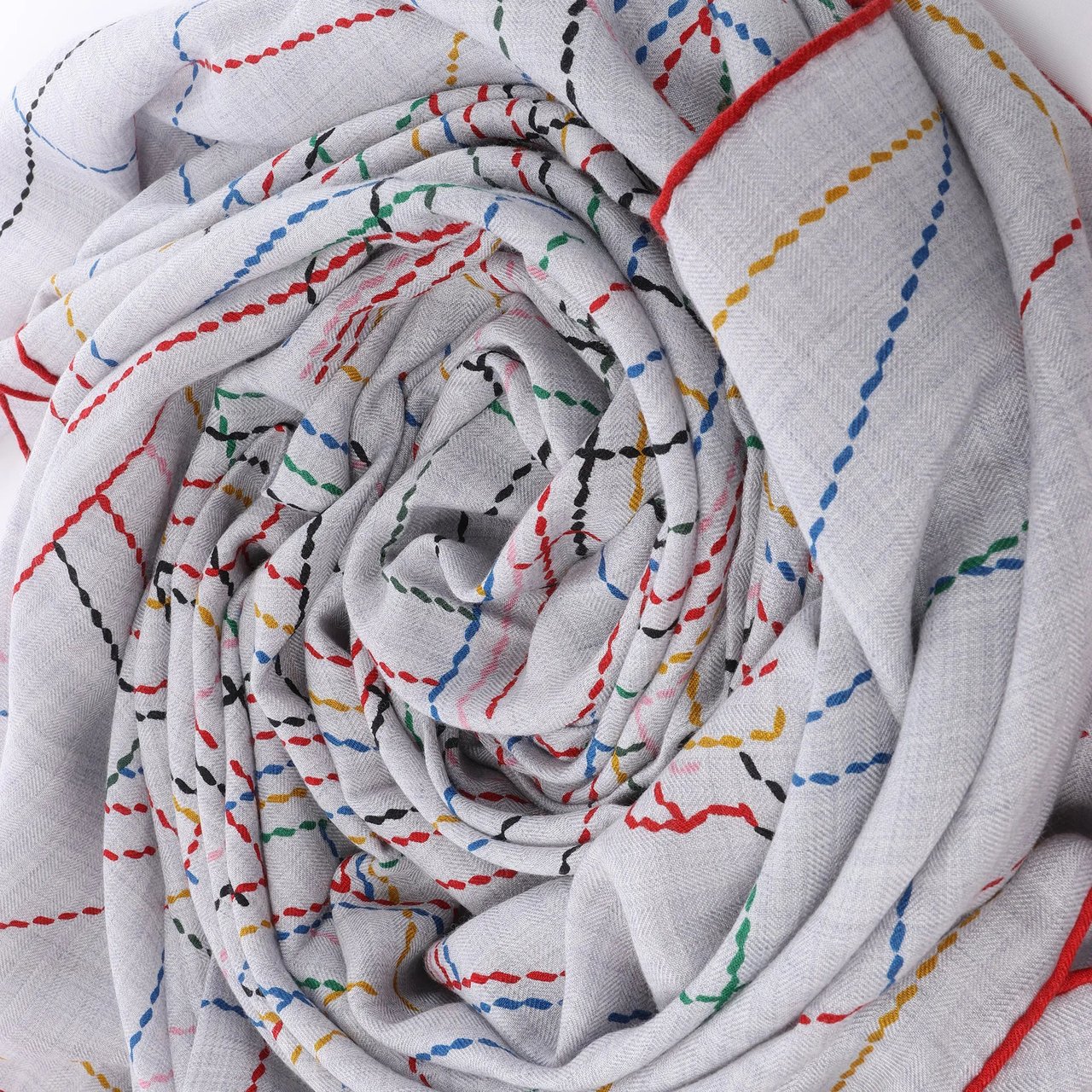 Hermès Carré Géant "PIQUE SELLIER" Cashmere & Silk Scarf in Gray Grijs