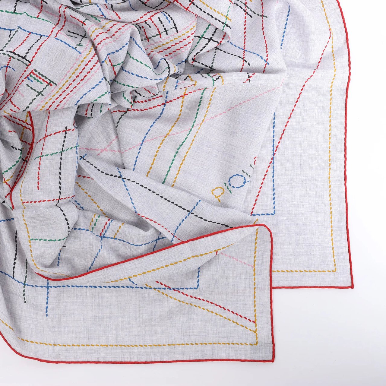 Hermès Carré Géant "PIQUE SELLIER" Cashmere & Silk Scarf in Gray Grijs