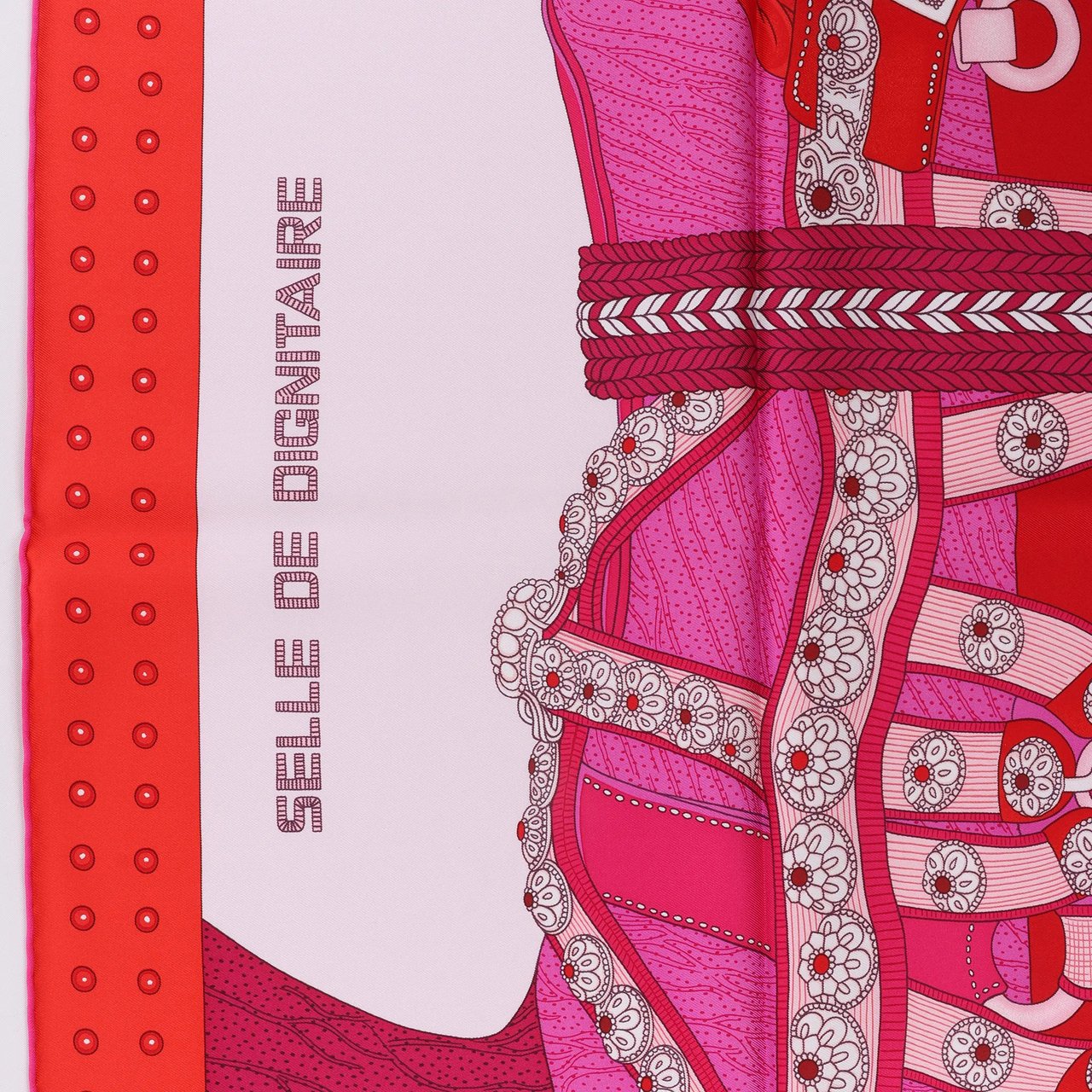 Hermès Carré 90 "SELLE DE DIGNITAIRE" Silk handkerchief in Pink Roze