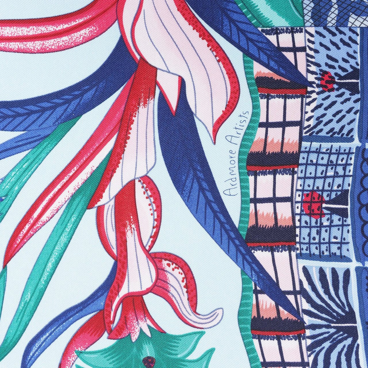 Hermès Carré 90 "LA MARCHE Du ZAMBEZE" Silk handkerchief in Blue Blauw
