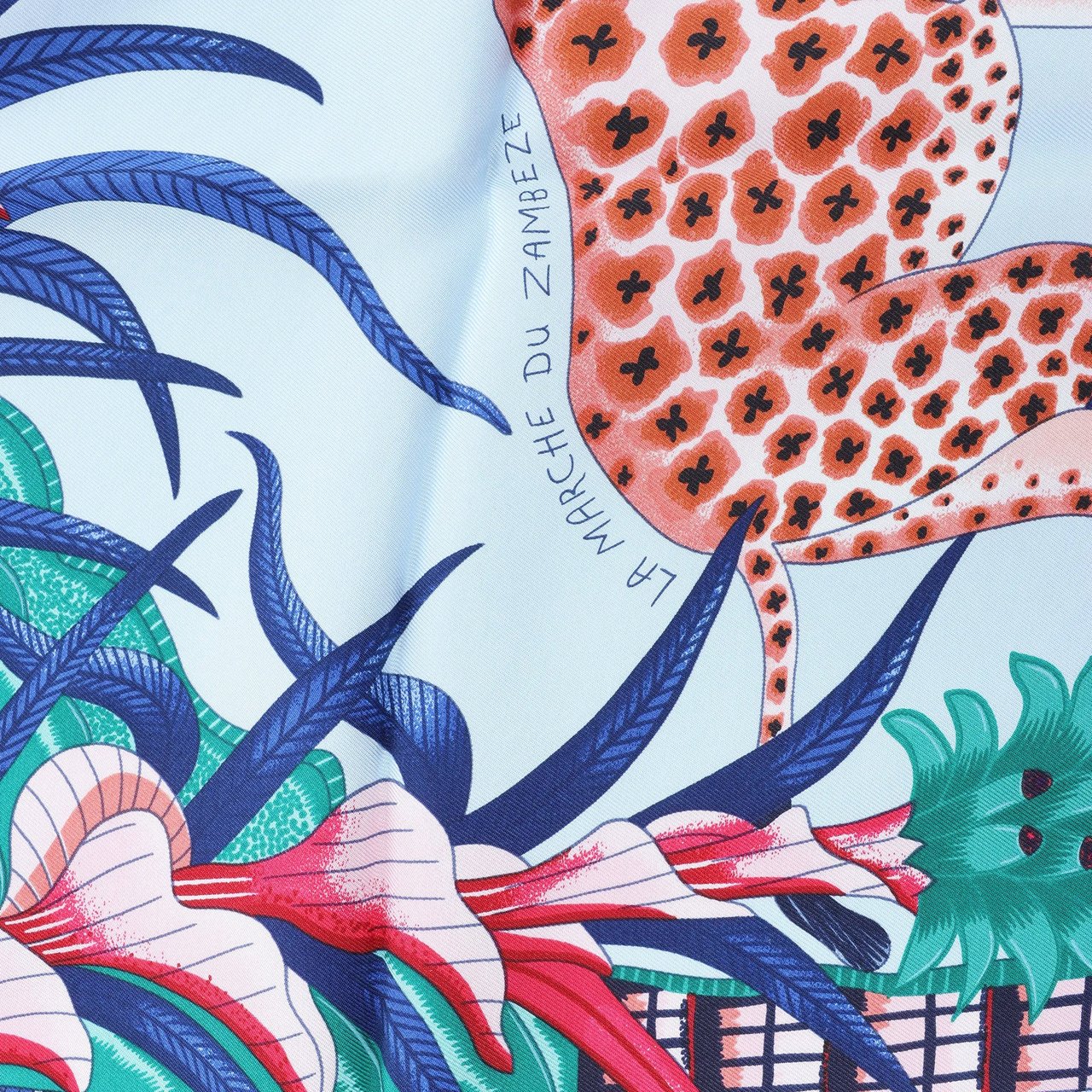 Hermès Carré 90 "LA MARCHE Du ZAMBEZE" Silk handkerchief in Blue Blauw
