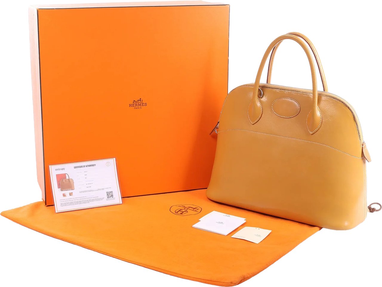Hermès HERMES Bolide 35 Leather Handbag in Natural Brown □D: 2000 Bruin