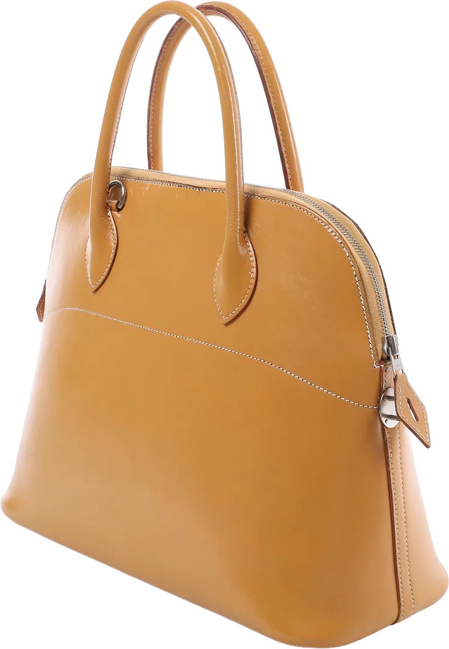 Hermès HERMES Bolide 35 Leather Handbag in Natural Brown □D: 2000 Bruin