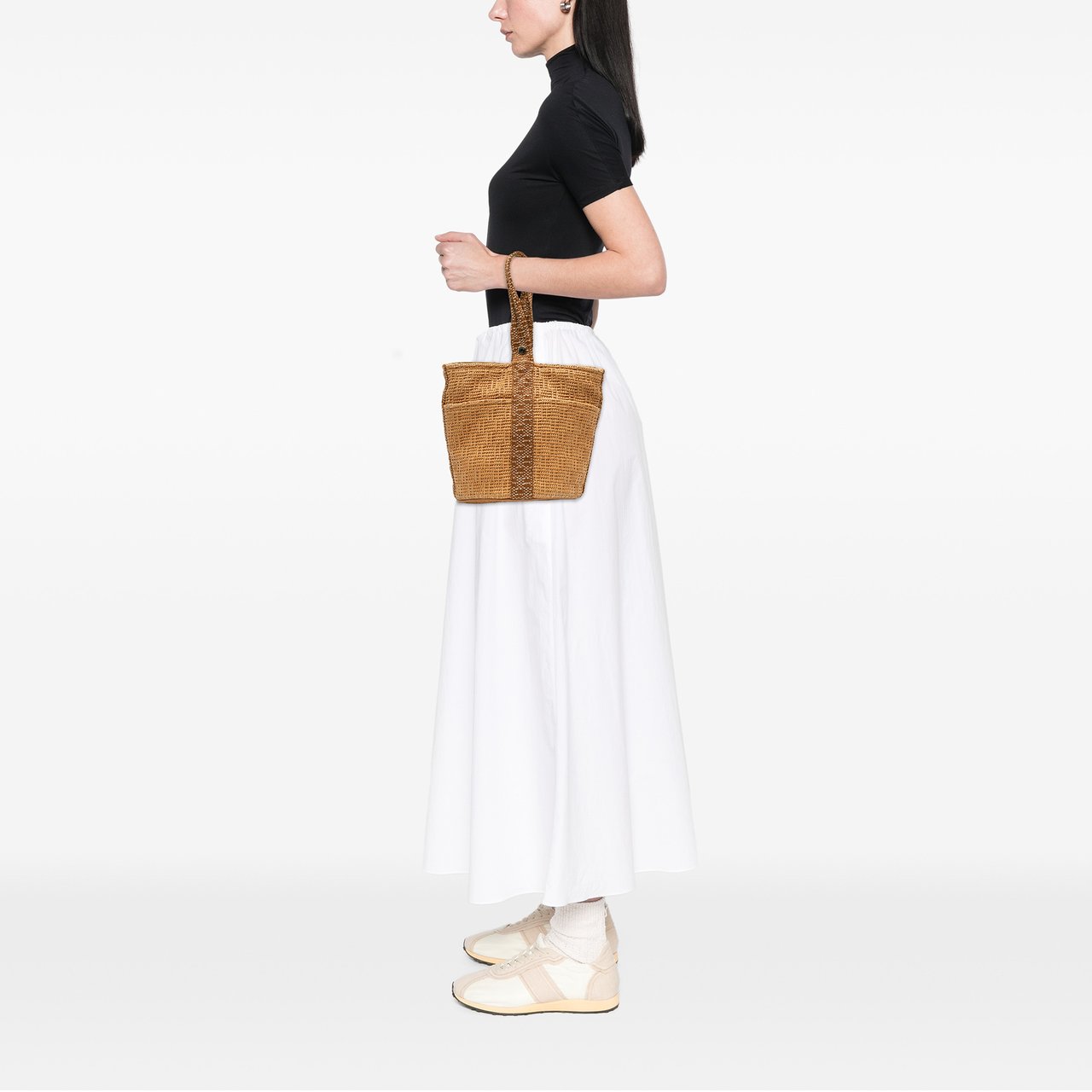 Hermès Woven Straw Saxo MM Bruin