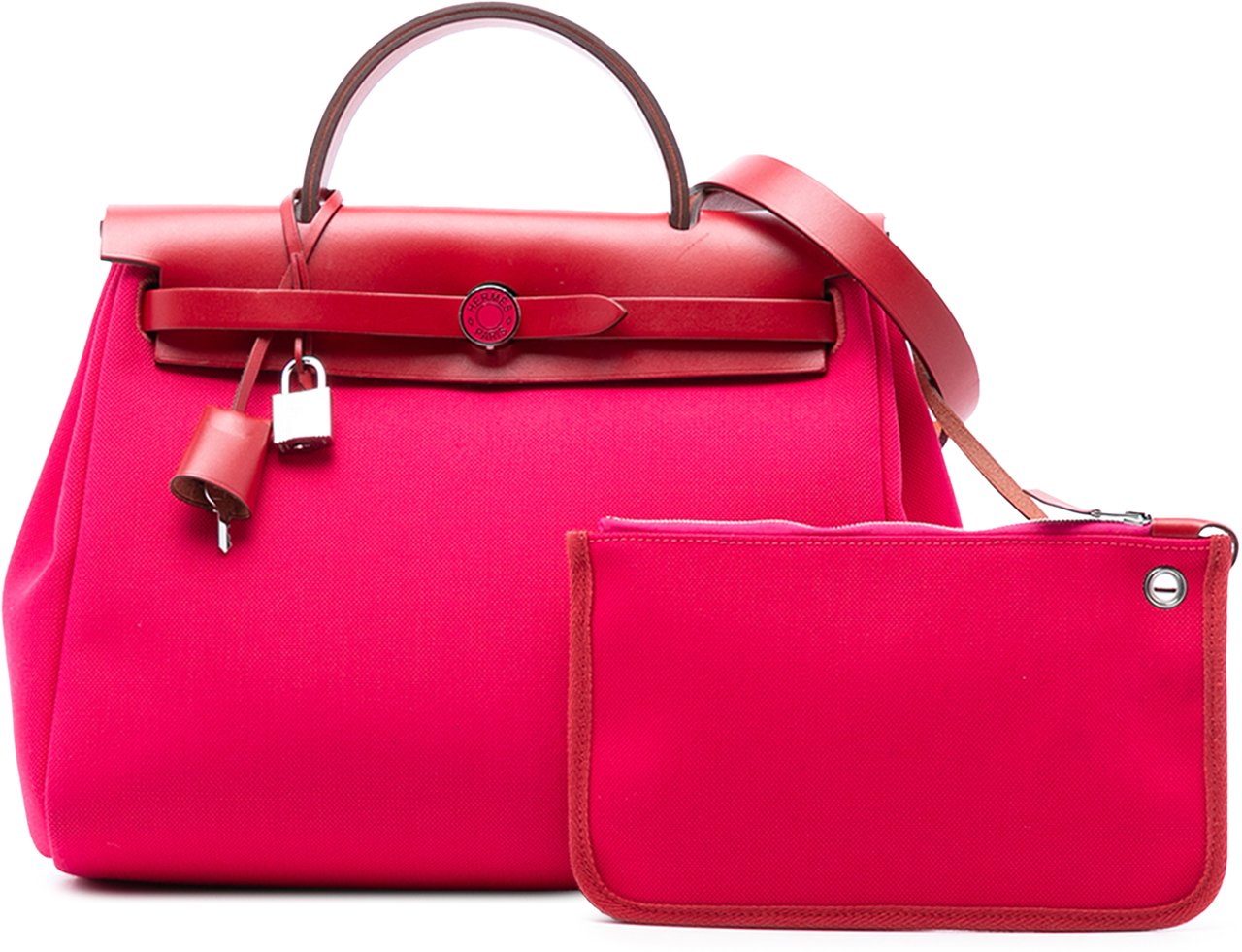 Hermès Toile Herbag Zip 31 Laque Roze