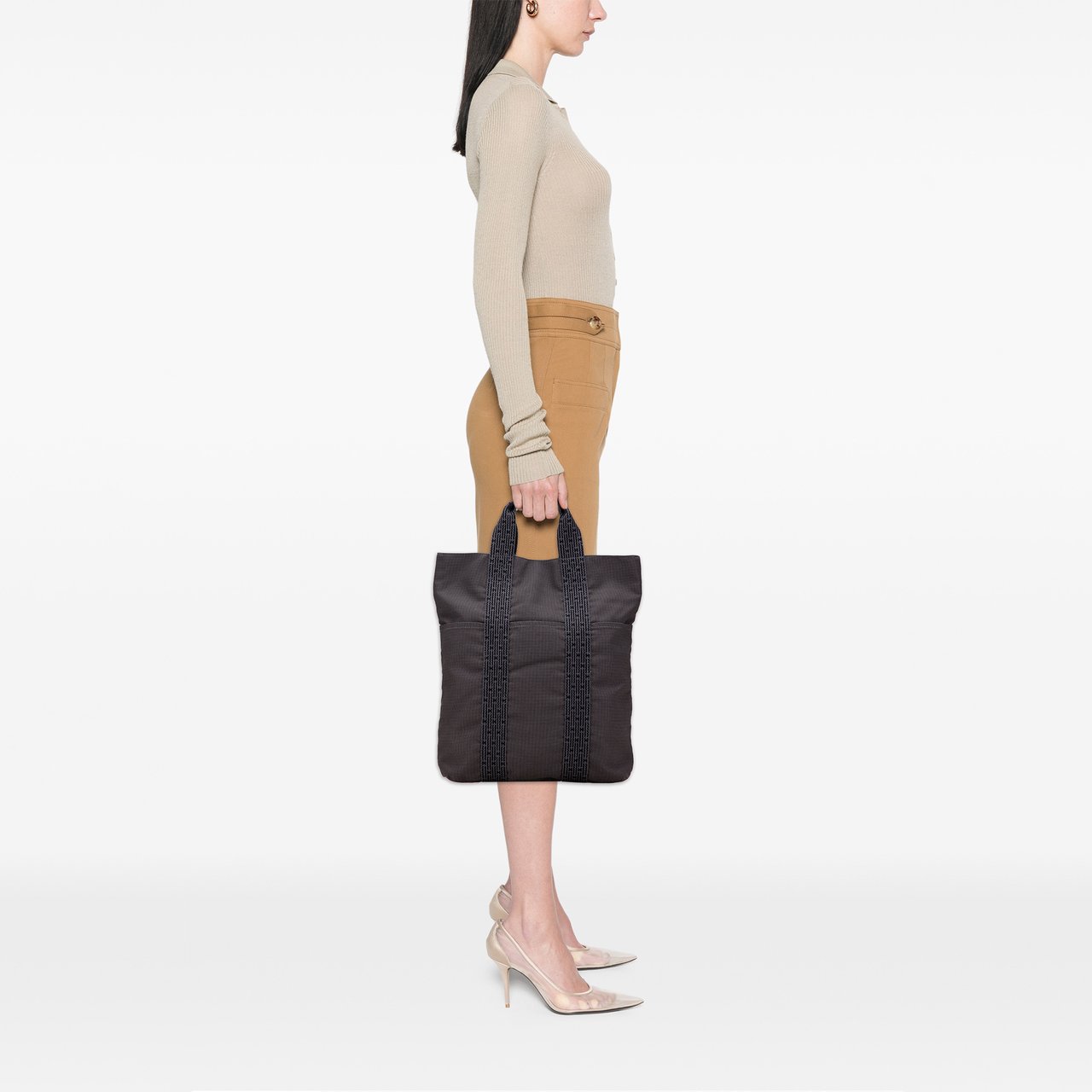 Hermès Canvas Herline Cabas Grijs