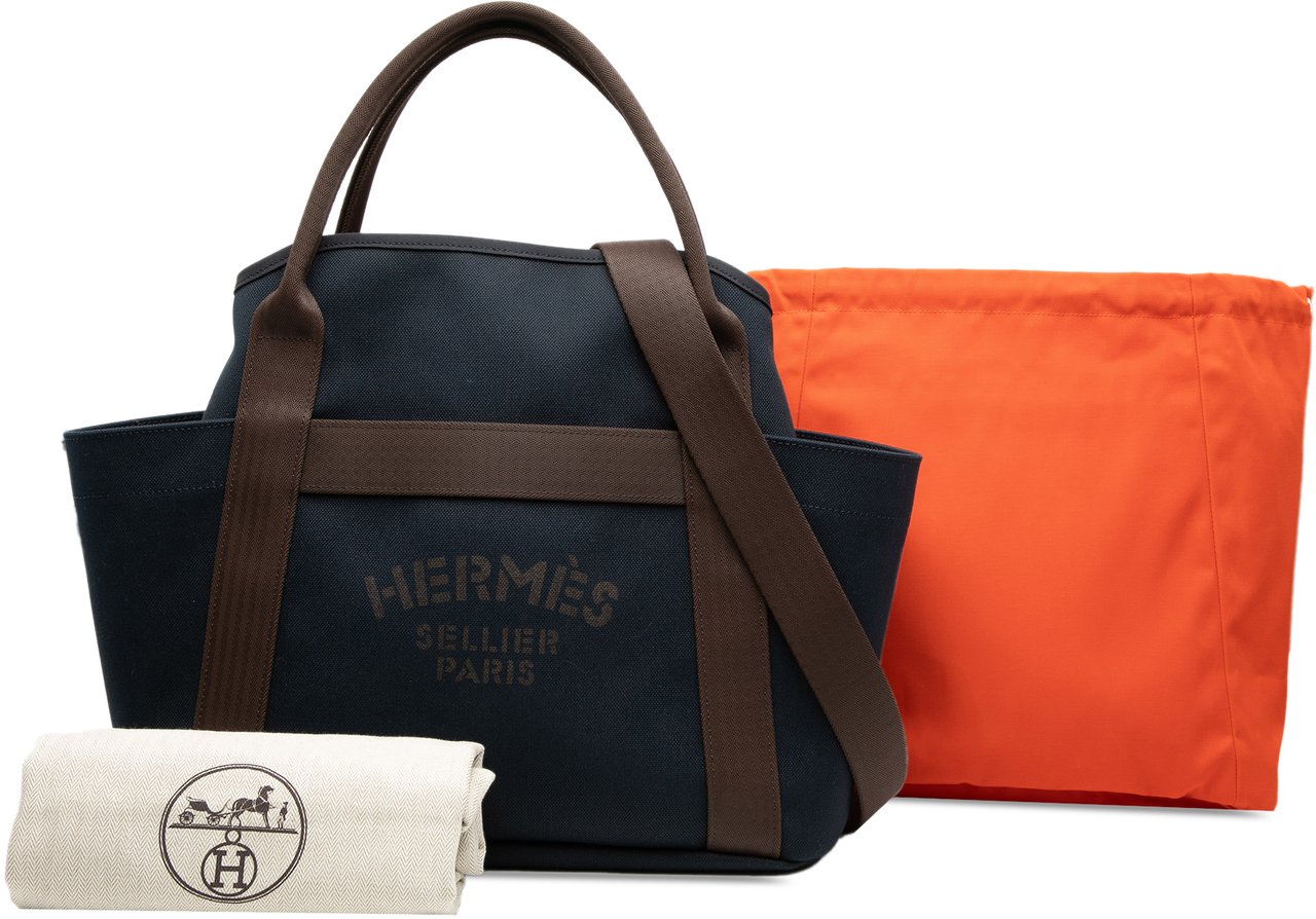 Hermès Toile Sac de Pansage Grooming Bag Blauw