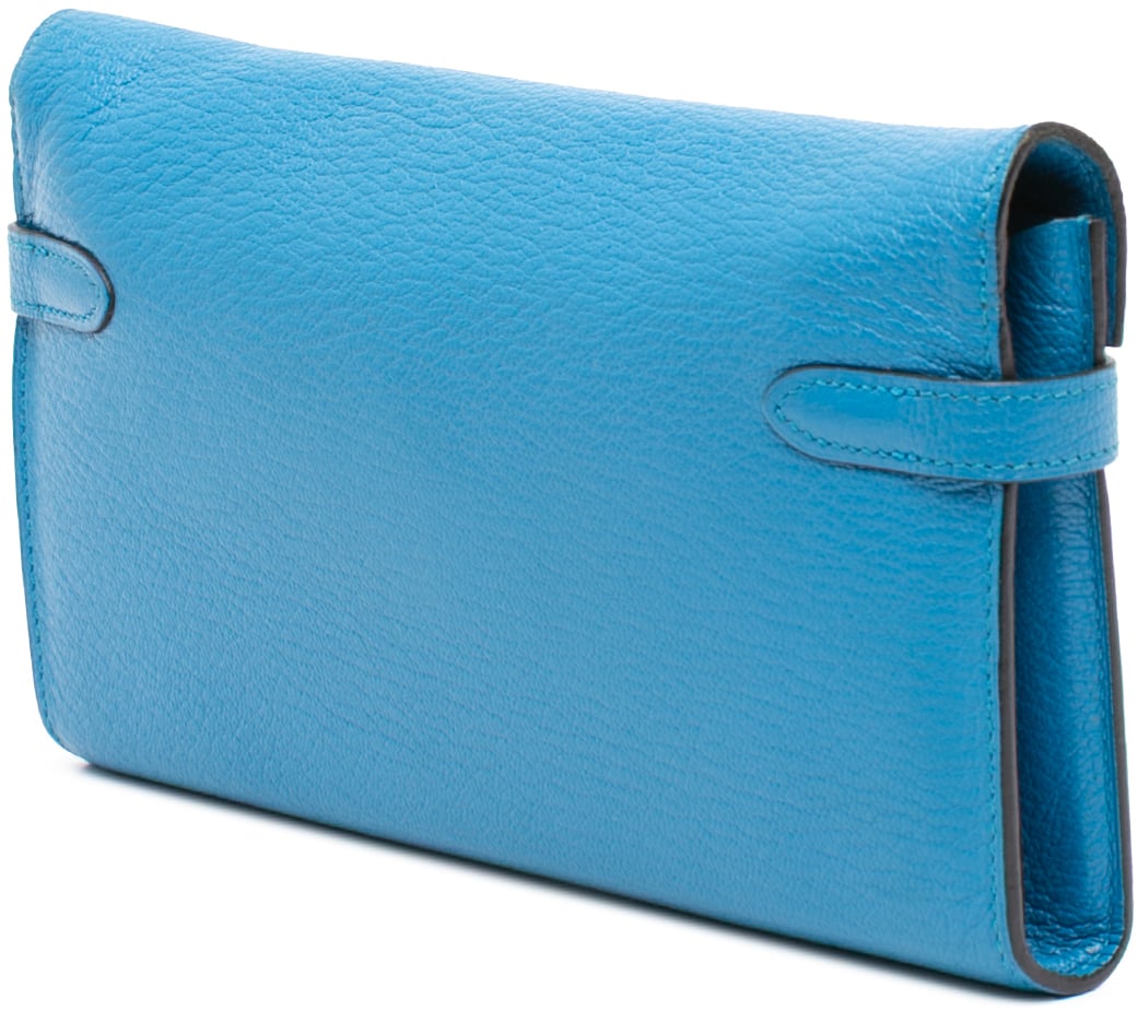 Hermès Chevre Mysore Kelly Longue Wallet Blauw