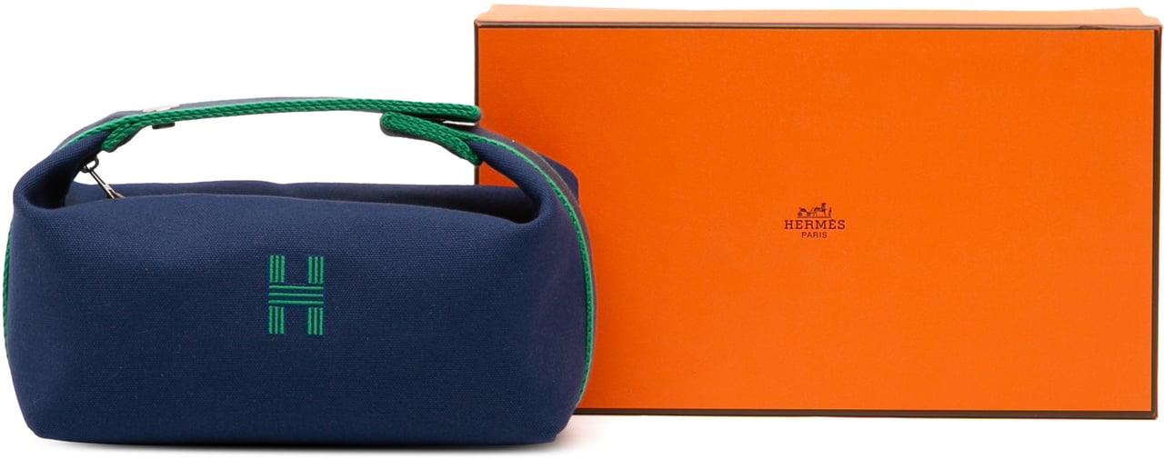 Hermès Small Toile Bride A Brac Case Blauw
