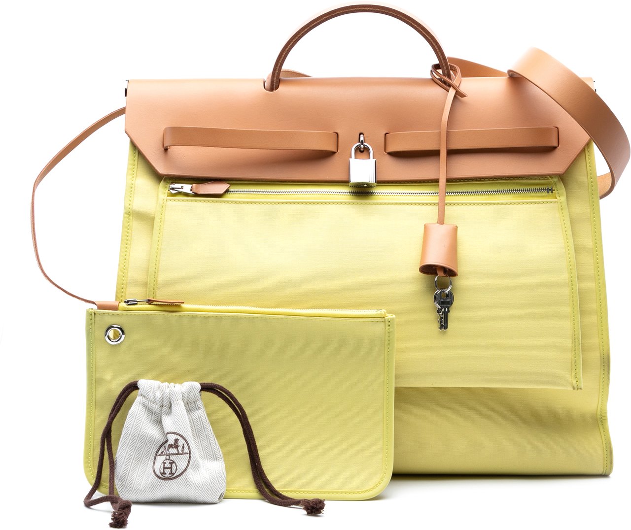 Hermès Toile Herbag Zip 39 Geel
