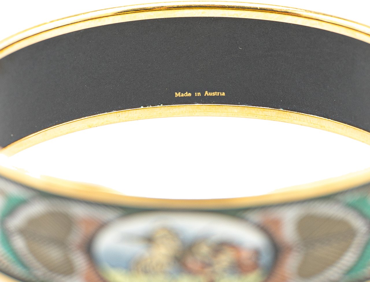 Hermès Wide Bird Feather Enamel Bangle 65 Groen