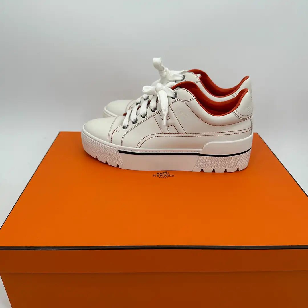 Hermès Hermès Sneaker Voltage calfskin with platform sole EU36 / very good Wit