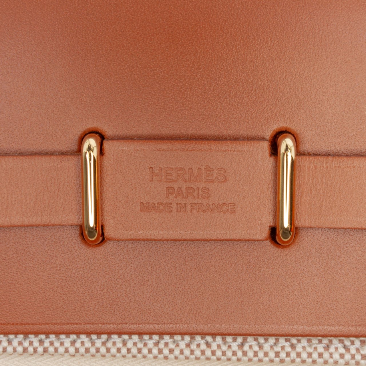 Hermès Military Toile and Vache Hunter Herbag Zip 20 Bruin
