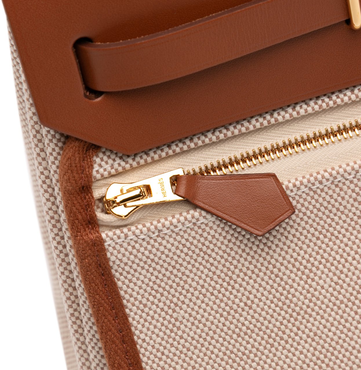 Hermès Military Toile and Vache Hunter Herbag Zip 20 Bruin