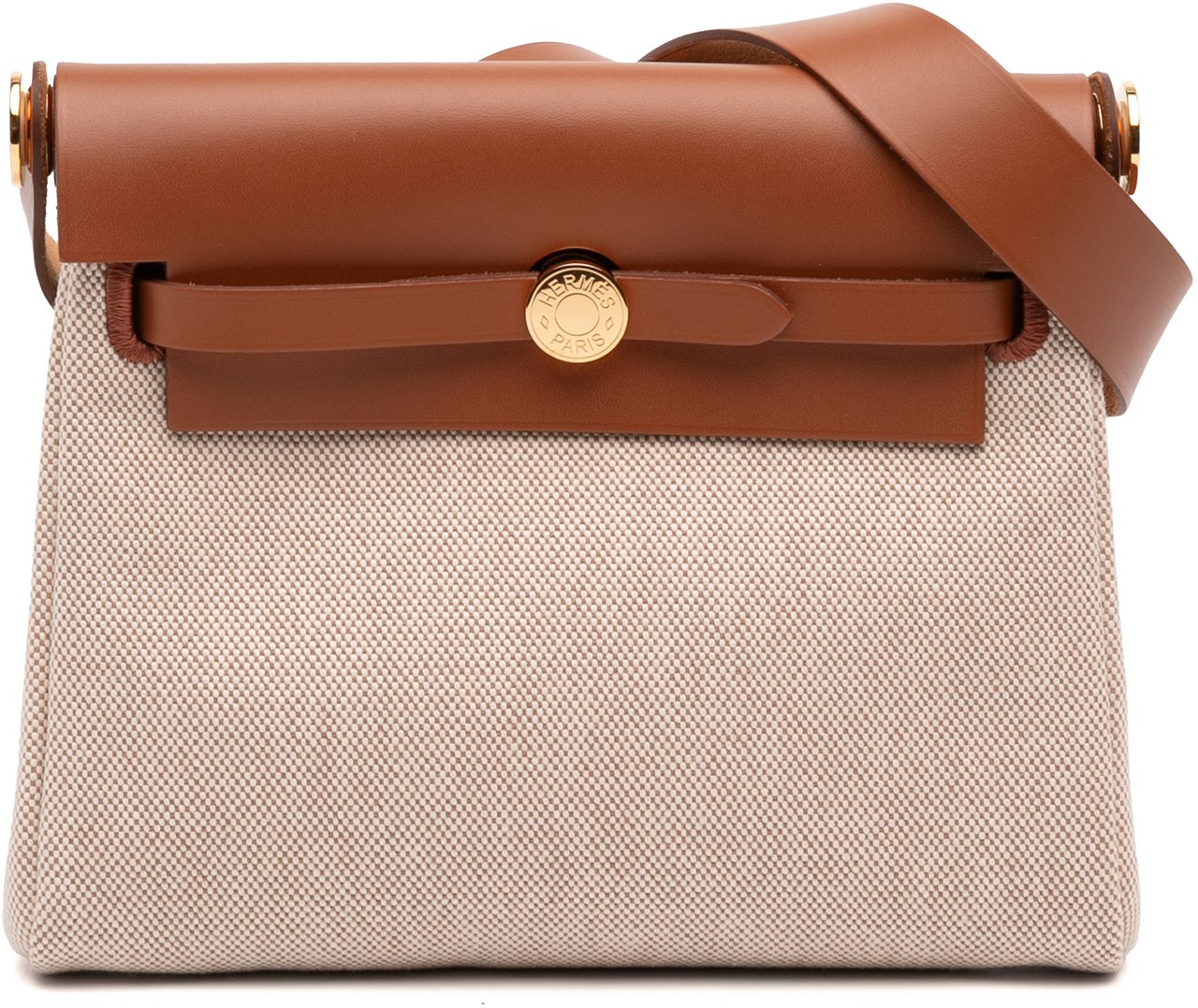 Hermès Military Toile and Vache Hunter Herbag Zip 20 Bruin