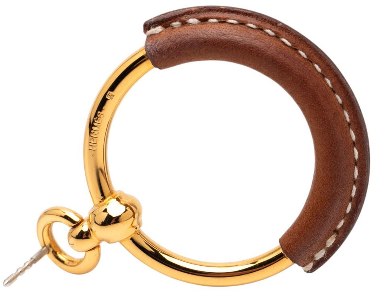 Hermès Gold Plated Barenia Loop Earrings Goud