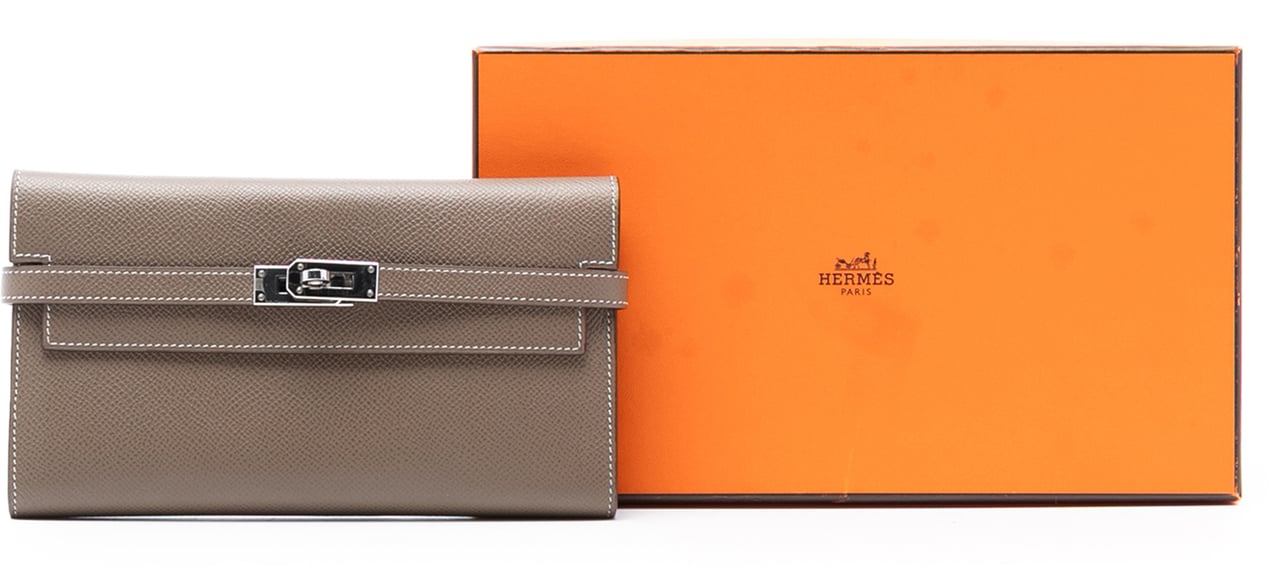Hermès Epsom Kelly Longue Wallet Bruin