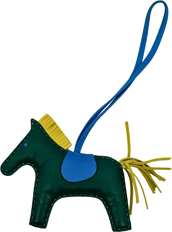 Hermès Hermès Rodeo MM Milo Malachite / Bleu Zanzibar / Lime Bag Charm / very good Blauw