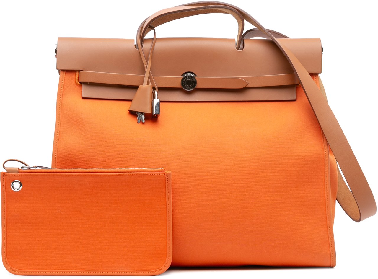Hermès Toile Herbag Zip 39 Oranje