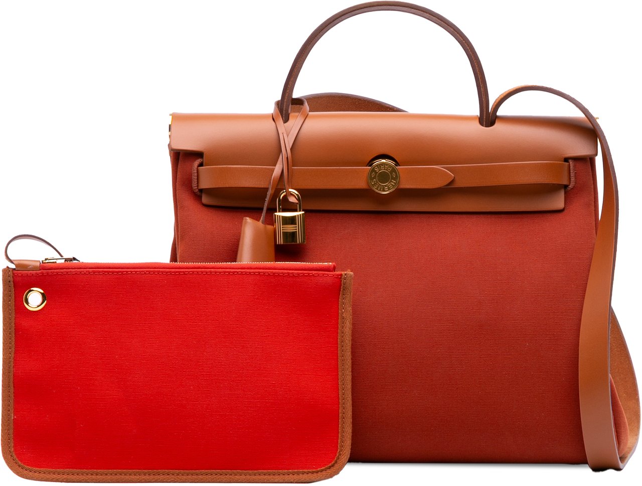 Hermès Toile Herbag Zip Verso 31 Oranje