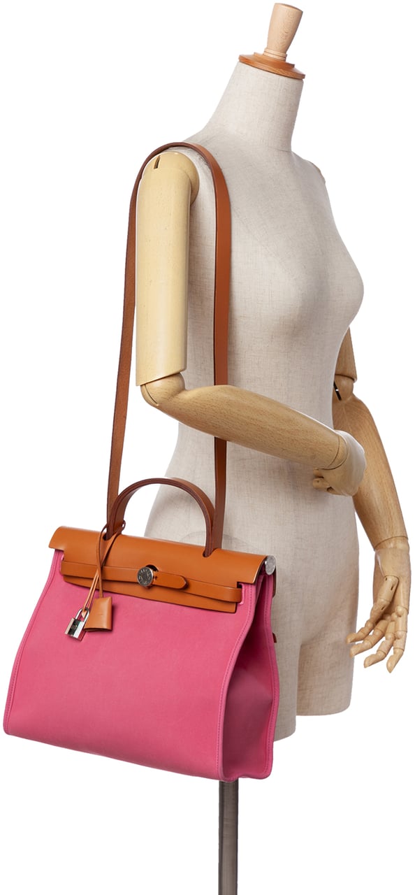 Hermès Toile Herbag Zip 31 Roze